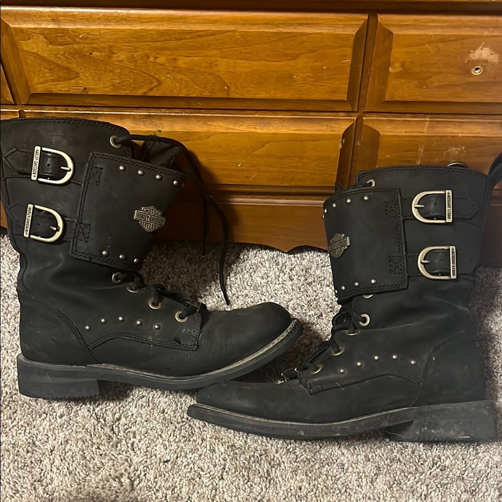 Harley-Davidson Black Studded Leather Boots Women’s